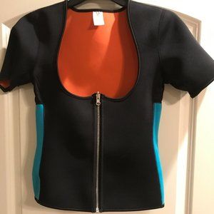 Women Sauna Sweat Vest with Sleeves NonEcho Fitness Shirt Workout Body Shaper